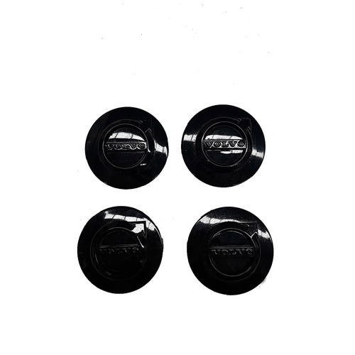 Genuine Volvo 64mm Centre Caps Black Badge on Silver Set of 4 - 31454233
