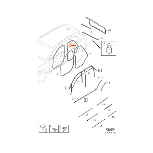 VOLVO XC60 MY18+ Rear Door Car Body Sealing Mould